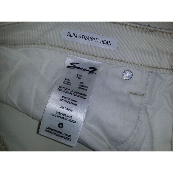 Seven7 Jeans Slim Straight Jeans Women Sz 12 White Denim Everyday Boho - Picture 7 of 9